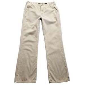 Bongo Low Waist Khaki Pants Women 7 Beige Chino Split Cuff Bootcut Vtg Y2K 29x30